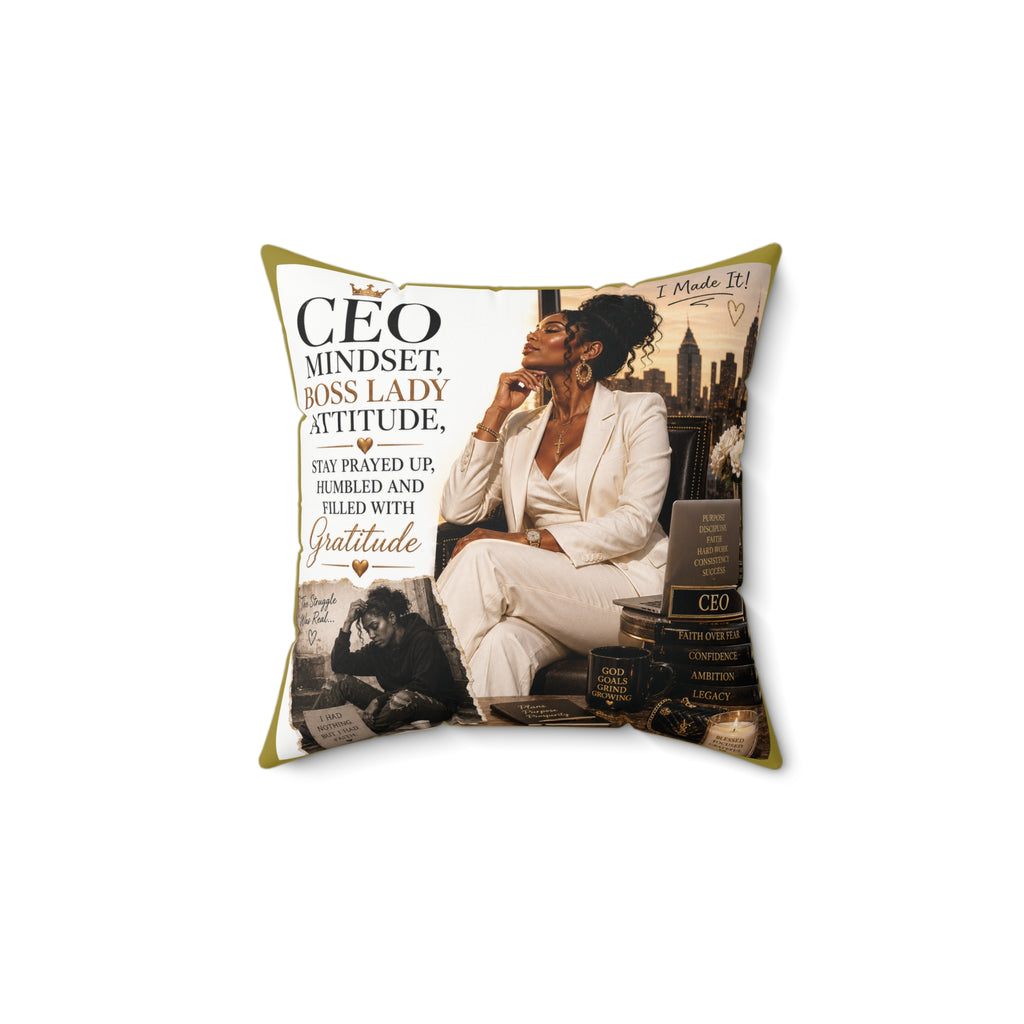 CEO Mindset Decorative Pillow — Boss Lady Attitude Inspirational Throw Pillow