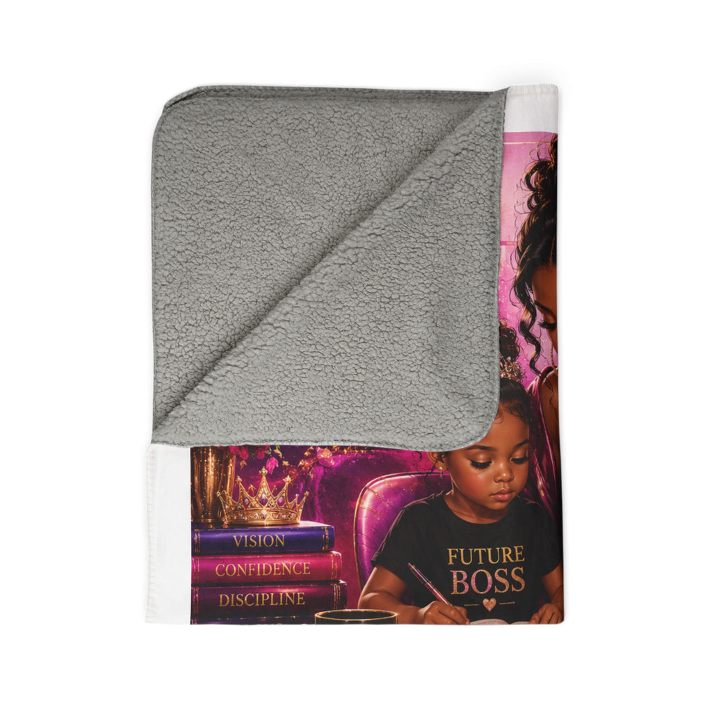 Fleece Sherpa Blanket — 'Future Girl Boss Loading' Empowerment Throw for Moms & Daughters