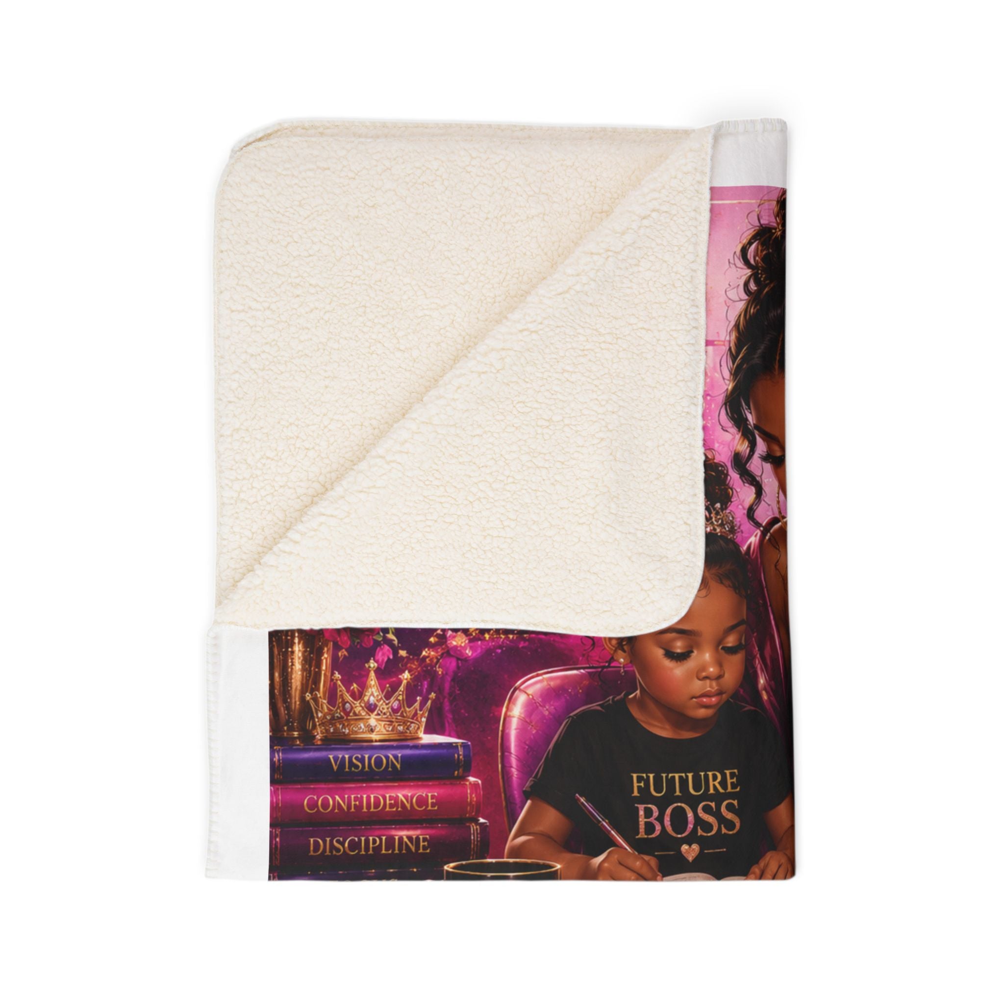 Fleece Sherpa Blanket — 'Future Girl Boss Loading' Empowerment Throw for Moms & Daughters