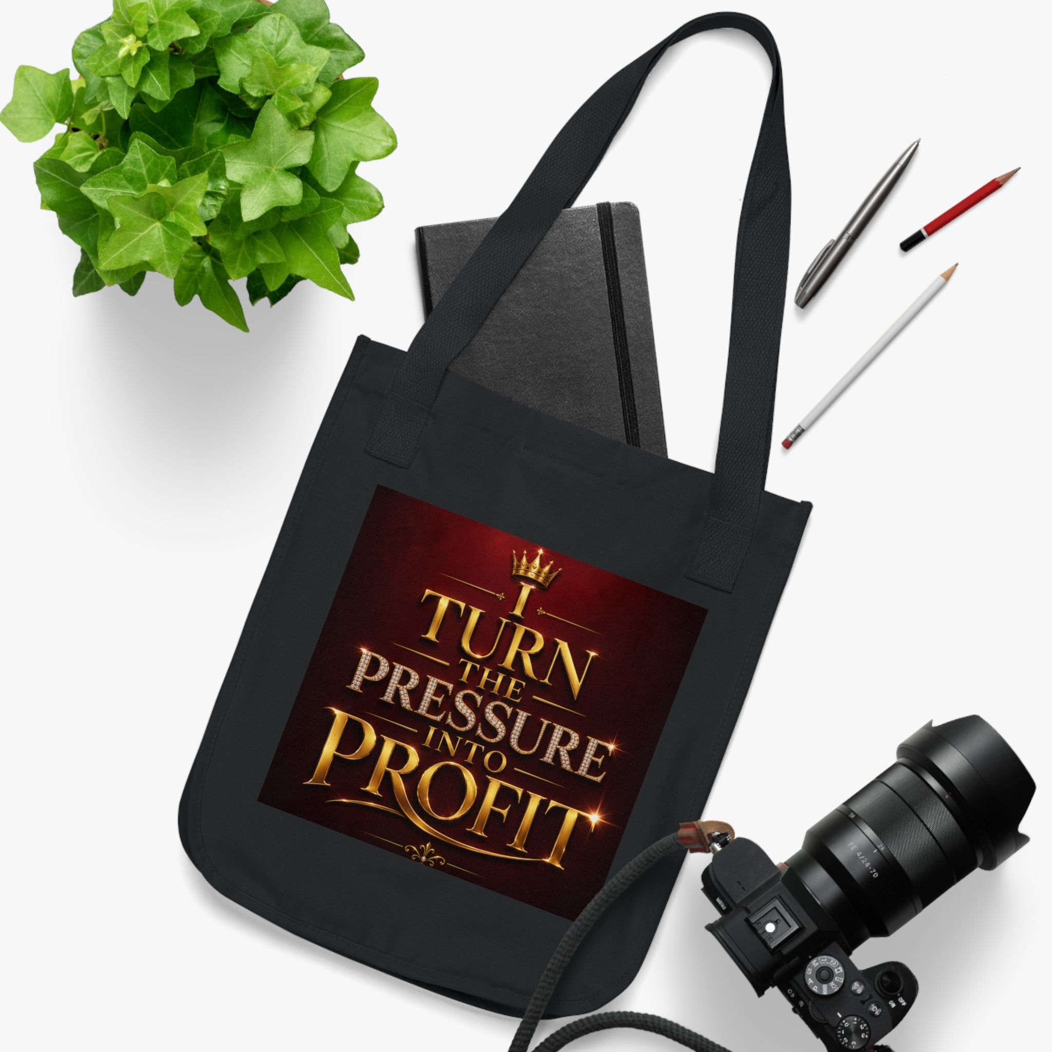 Turn the Pressure Into Profit Canvas Tote — Motivational Business Quote Tote Bag